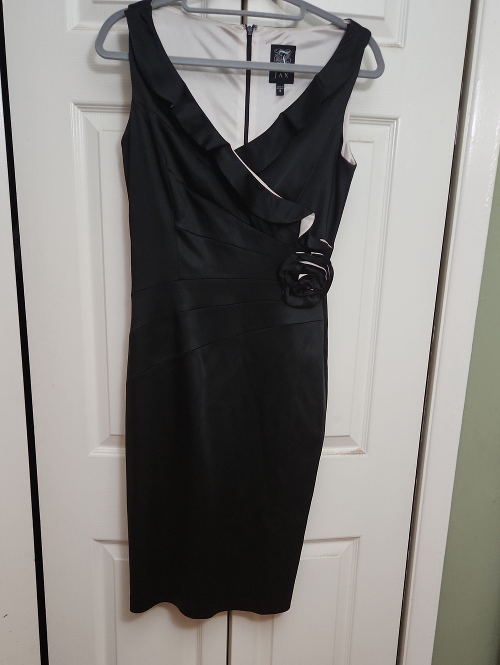 Jax Black Sleeveless Midi Dress with Floral Waist Detail